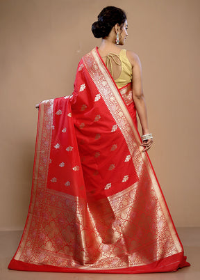 Red Uppada Silk Saree With Blouse Piece - Indian Silk House Agencies