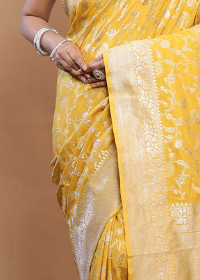 Yellow Uppada Silk Saree With Blouse Piece - Indian Silk House Agencies