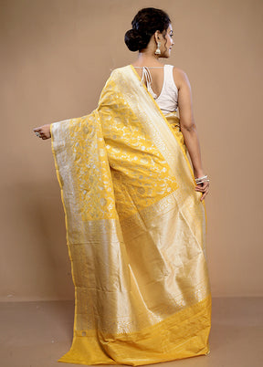 Yellow Uppada Silk Saree With Blouse Piece - Indian Silk House Agencies