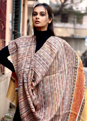 Multicolor Woolen Zari Woven Work Shawl - Indian Silk House Agencies