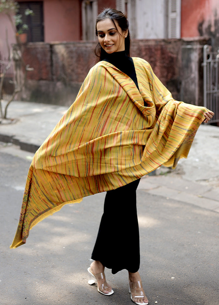 Red Woolen Zari Woven Work Shawl - Indian Silk House Agencies