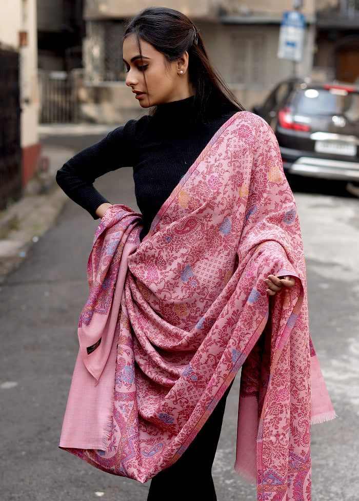 Black Woolen Zari Woven Work Shawl - Indian Silk House Agencies