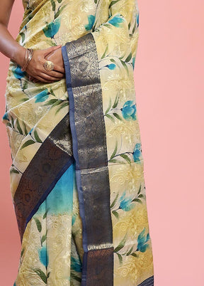 Cream Dupion Silk Saree With Blouse Piece - Indian Silk House Agencies