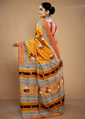 Yellow Tussar Pure Silk Saree With Blouse Piece - Indian Silk House Agencies