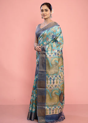 Green Tussar Silk Saree With Blouse Piece - Indian Silk House Agencies