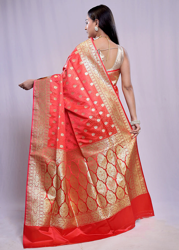 Pink Banarasi Silk Saree With Blouse Piece - Indian Silk House Agencies