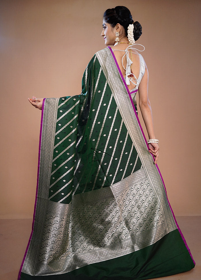 Green Uppada Silk Saree With Blouse Piece - Indian Silk House Agencies