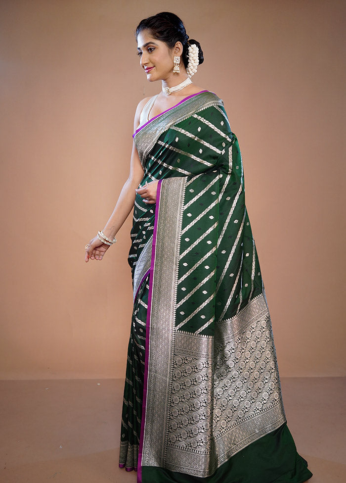 Green Uppada Silk Saree With Blouse Piece - Indian Silk House Agencies