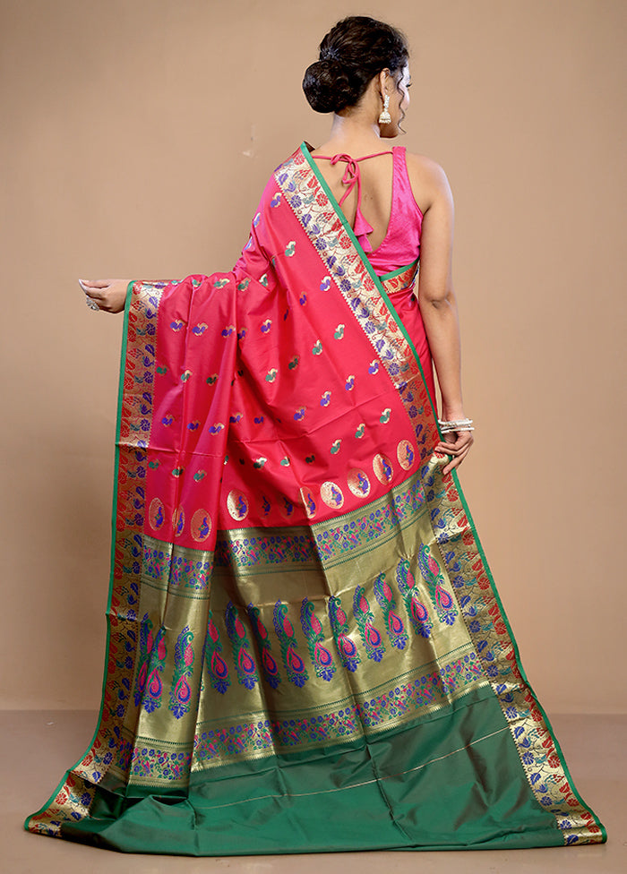 Pink Kanjivaram Silk Saree With Blouse Piece - Indian Silk House Agencies