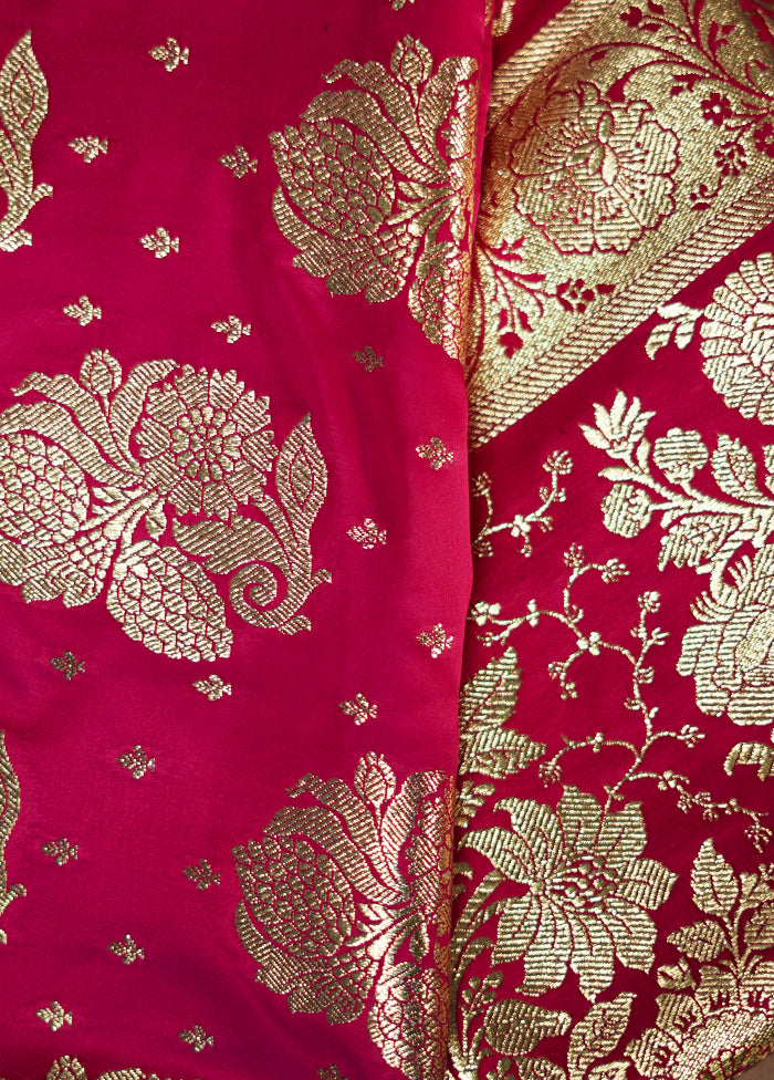 Pink Banarasi Silk Saree With Blouse Piece - Indian Silk House Agencies