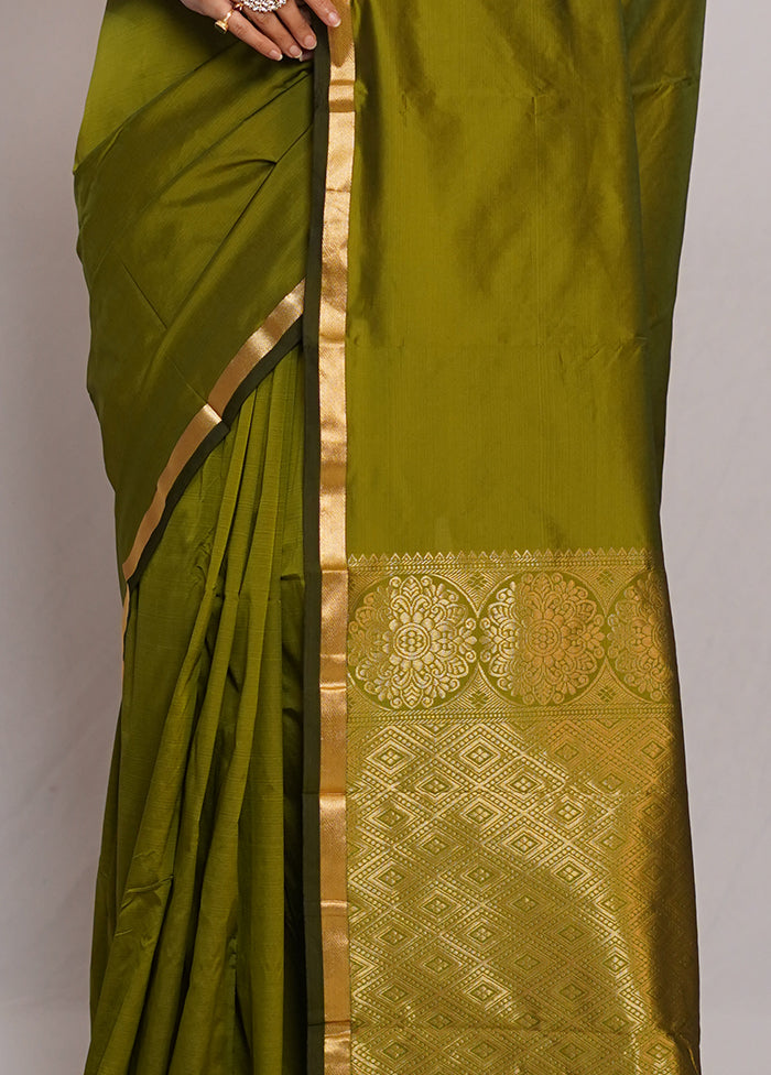 Green Kanjivaram Silk Saree With Blouse Piece - Indian Silk House Agencies