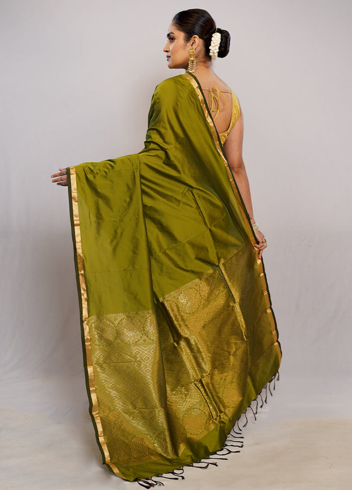 Green Kanjivaram Silk Saree With Blouse Piece - Indian Silk House Agencies