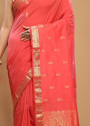 Pink Kanjivaram Silk Saree With Blouse Piece - Indian Silk House Agencies