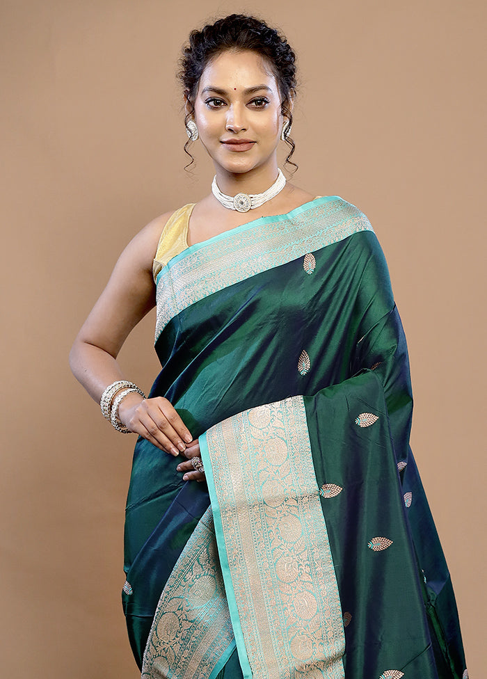 Green Katan Pure Silk Saree With Blouse Piece - Indian Silk House Agencies