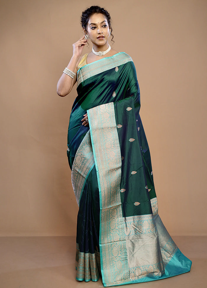 Green Katan Pure Silk Saree With Blouse Piece - Indian Silk House Agencies