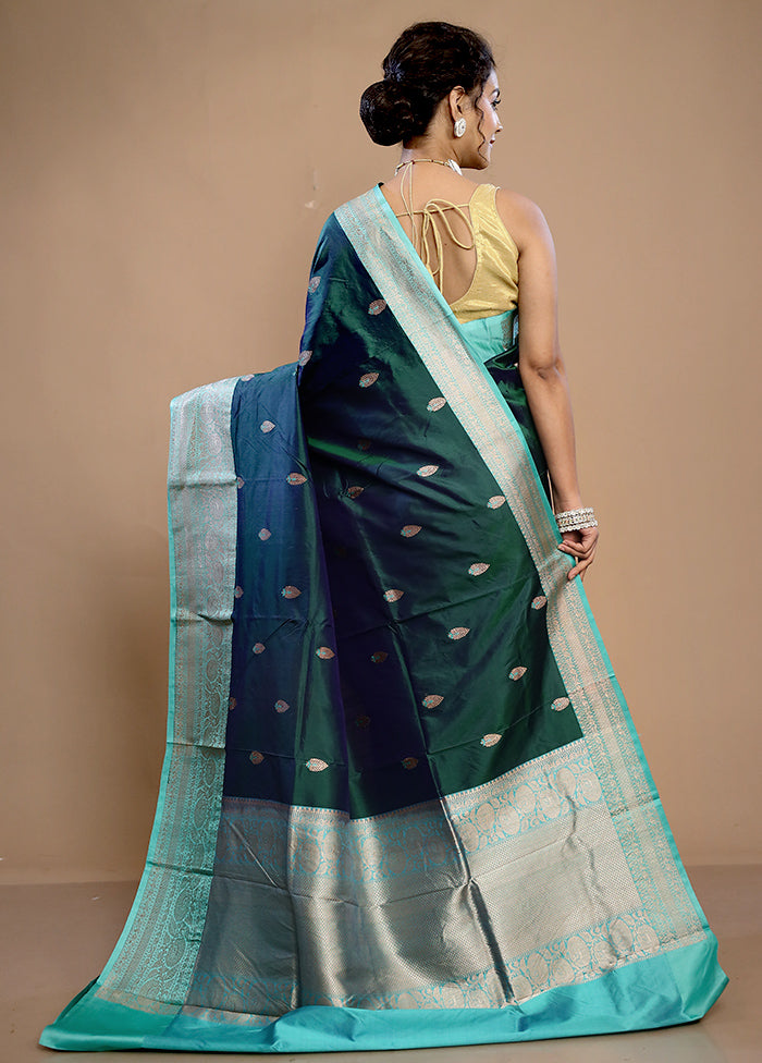 Green Katan Pure Silk Saree With Blouse Piece - Indian Silk House Agencies