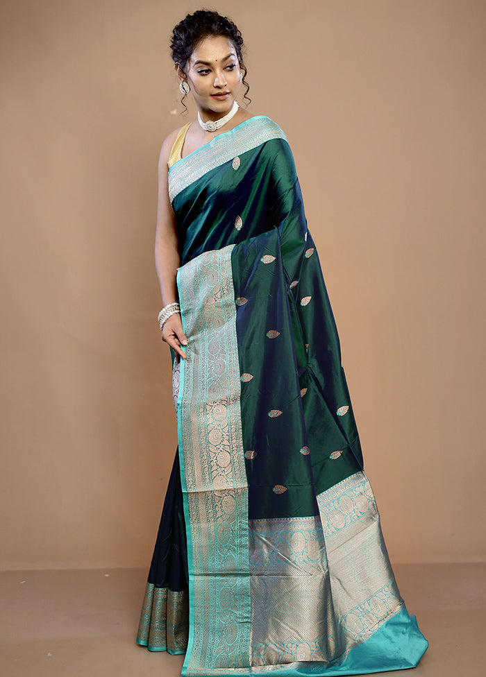 Green Katan Pure Silk Saree With Blouse Piece - Indian Silk House Agencies