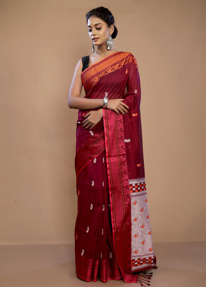 Maroon Matka Silk Saree With Blouse Piece - Indian Silk House Agencies