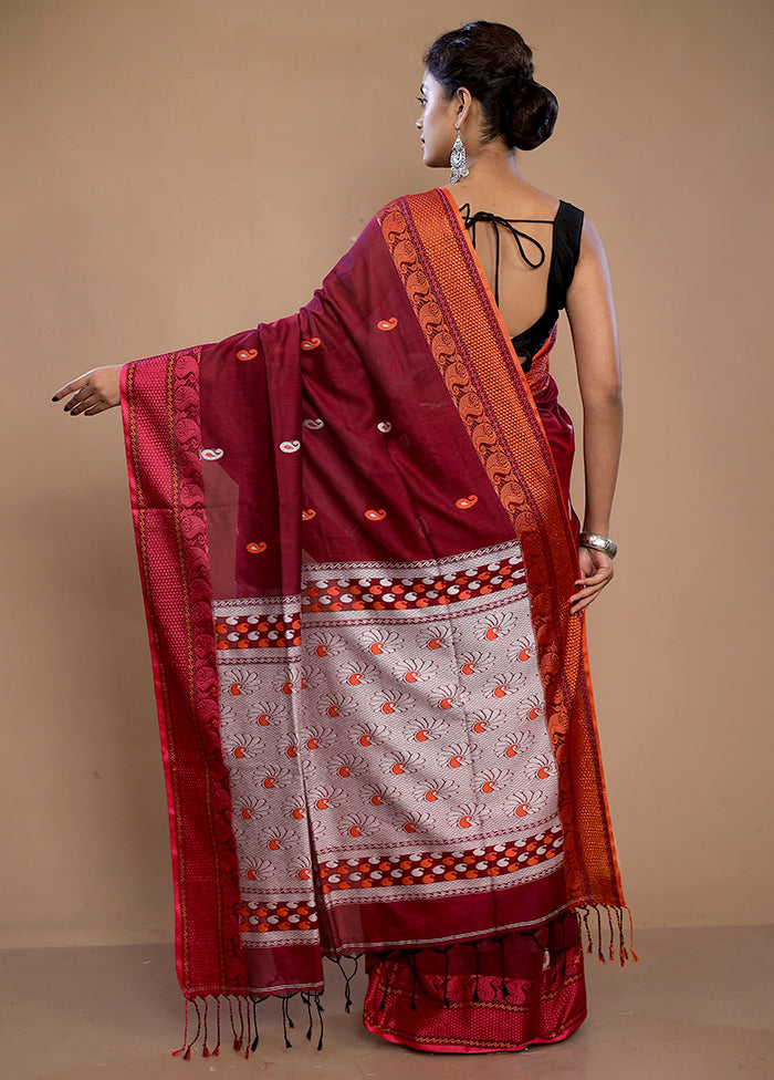 Maroon Matka Silk Saree With Blouse Piece - Indian Silk House Agencies