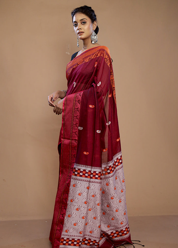 Maroon Matka Silk Saree With Blouse Piece - Indian Silk House Agencies
