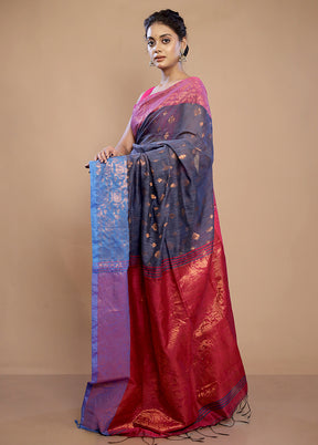 Grey Matka Silk Saree With Blouse Piece - Indian Silk House Agencies