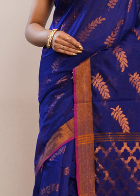 Blue Matka Silk Saree With Blouse Piece - Indian Silk House Agencies