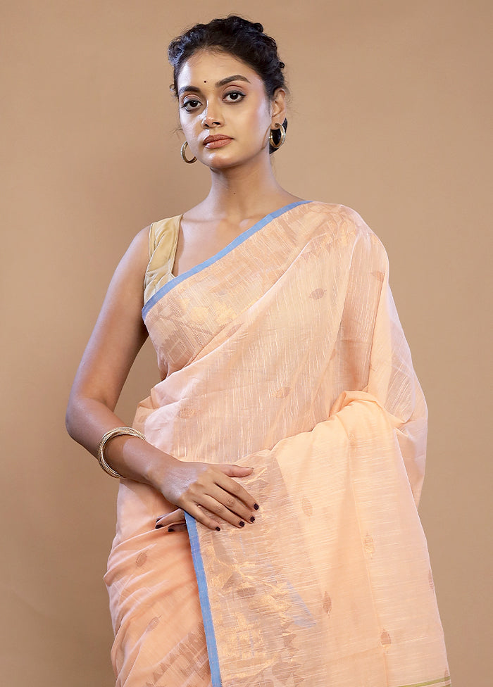 Peach Matka Silk Saree With Blouse Piece - Indian Silk House Agencies