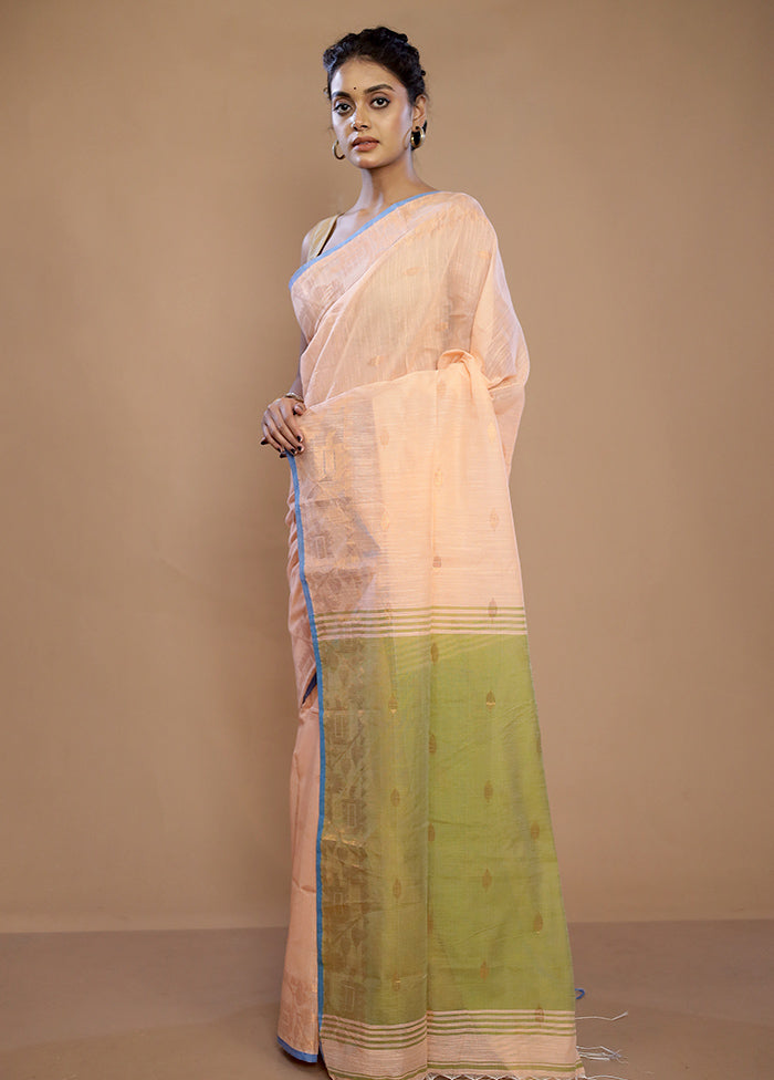 Peach Matka Silk Saree With Blouse Piece - Indian Silk House Agencies