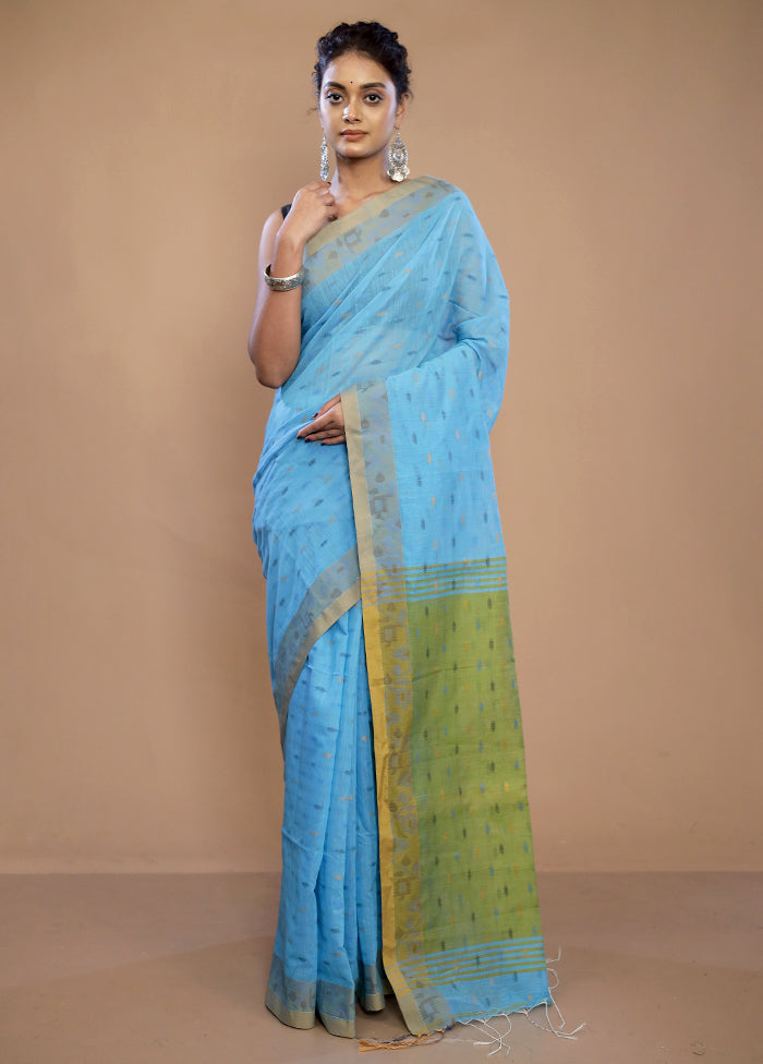 Blue Matka Silk Saree With Blouse Piece - Indian Silk House Agencies