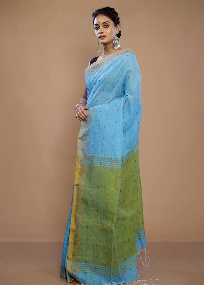 Blue Matka Silk Saree With Blouse Piece - Indian Silk House Agencies