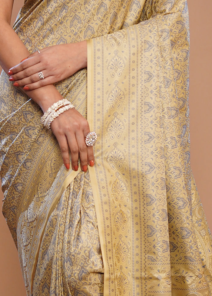 Cream Banarasi Silk Saree With Blouse Piece - Indian Silk House Agencies