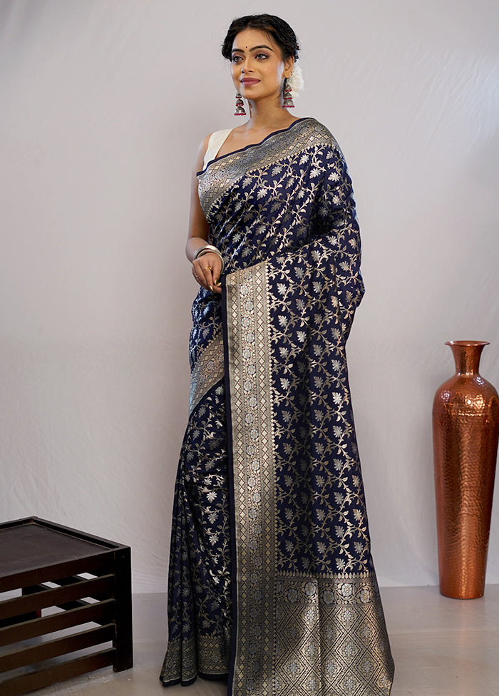 Blue Uppada Silk Saree With Blouse Piece - Indian Silk House Agencies