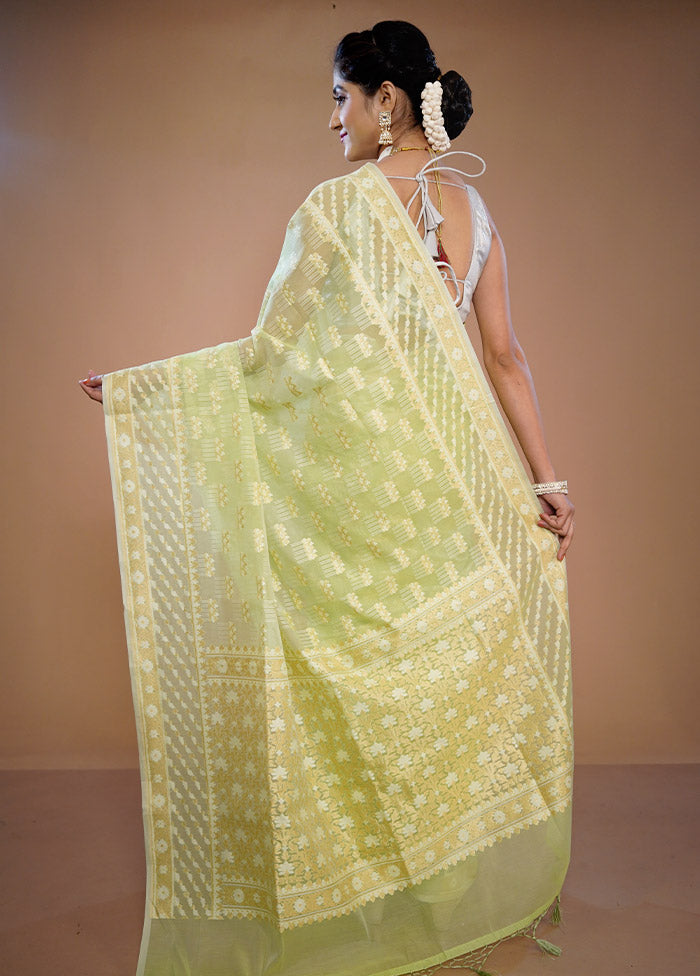 Green Kora Silk Saree With Blouse Piece - Indian Silk House Agencies