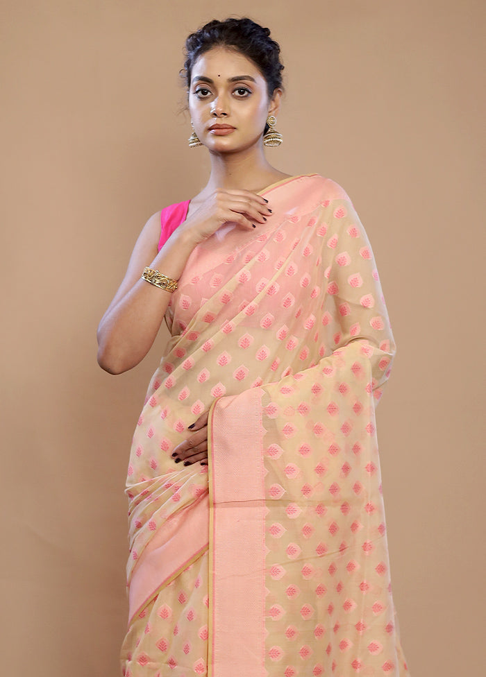 Cream Kora Silk Saree With Blouse Piece - Indian Silk House Agencies