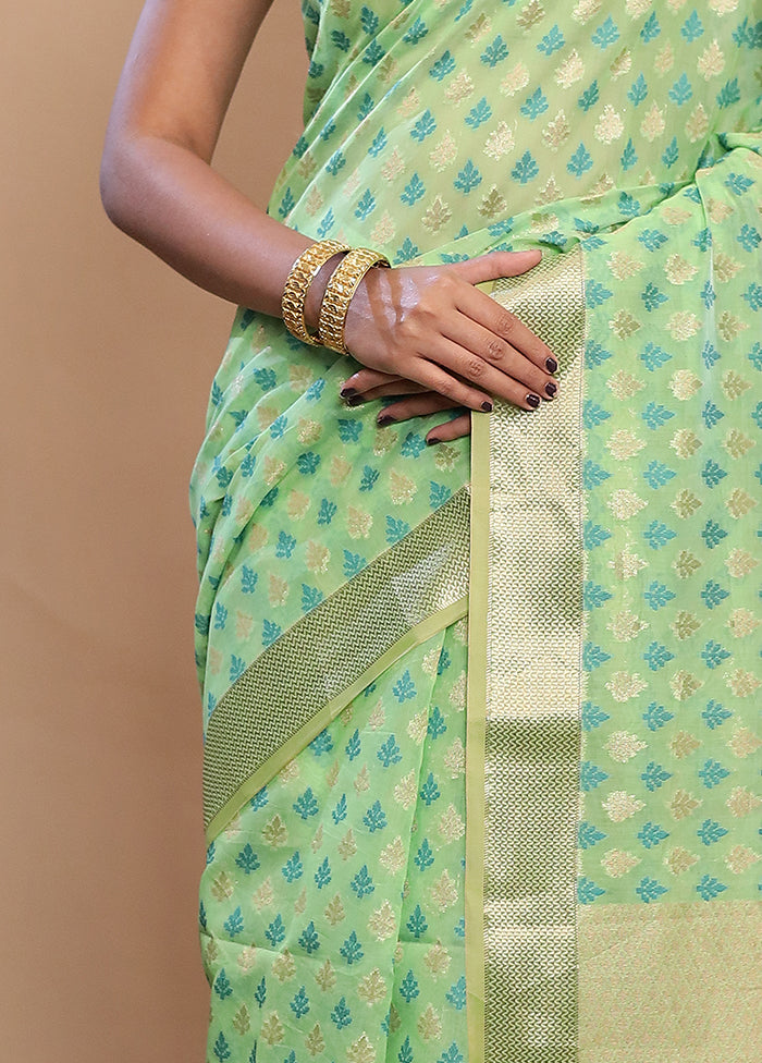 Green Kora Silk Saree With Blouse Piece - Indian Silk House Agencies