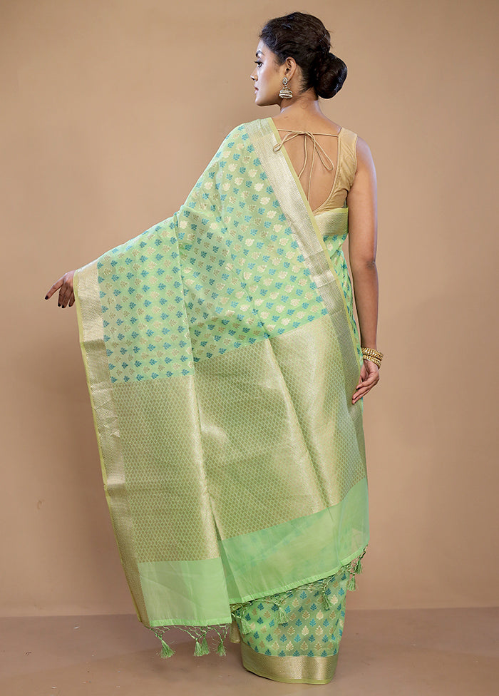 Green Kora Silk Saree With Blouse Piece - Indian Silk House Agencies