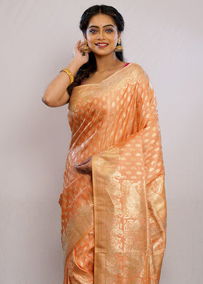 Peach Banarasi Pure Silk Saree With Blouse Piece - Indian Silk House Agencies