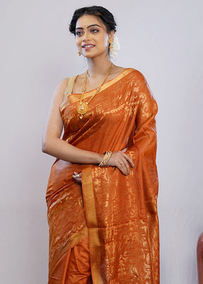 Orange Tussar Pure Silk Saree With Blouse Piece - Indian Silk House Agencies