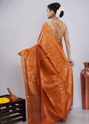 Orange Tussar Pure Silk Saree With Blouse Piece - Indian Silk House Agencies