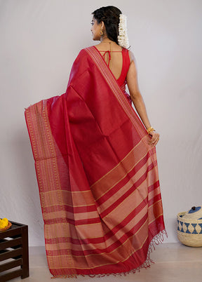 Pink Tussar Silk Saree With Blouse Piece - Indian Silk House Agencies