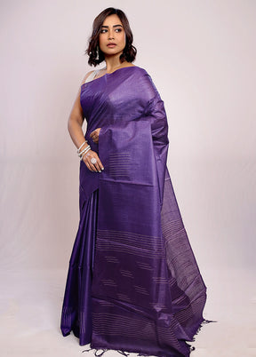 Purple Tussar Silk Saree With Blouse Piece - Indian Silk House Agencies