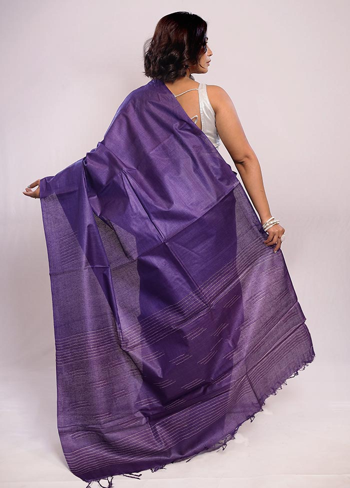 Purple Tussar Silk Saree With Blouse Piece - Indian Silk House Agencies