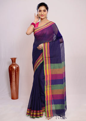 Blue Pure Cotton Saree With Blouse Piece - Indian Silk House Agencies