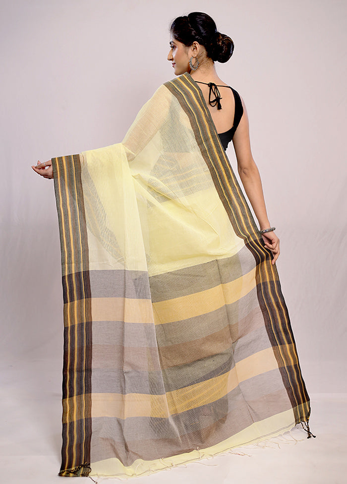 Yellow Pure Cotton Saree With Blouse Piece - Indian Silk House Agencies