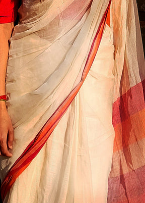 White Matka Silk Saree With Blouse Piece - Indian Silk House Agencies