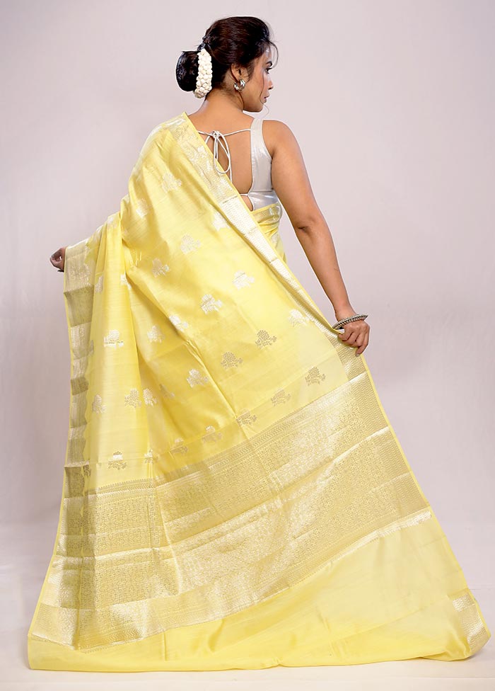 Yellow Katan Silk Saree With Blouse Piece - Indian Silk House Agencies