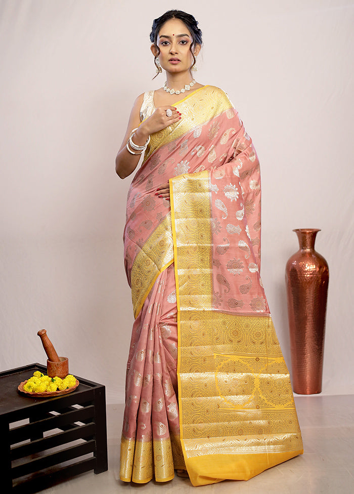 Pink Katan Pure Silk Saree With Blouse Piece - Indian Silk House Agencies