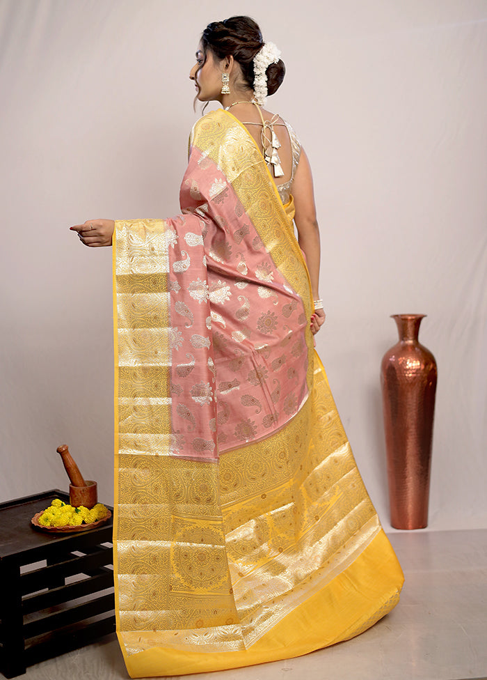 Pink Katan Pure Silk Saree With Blouse Piece - Indian Silk House Agencies