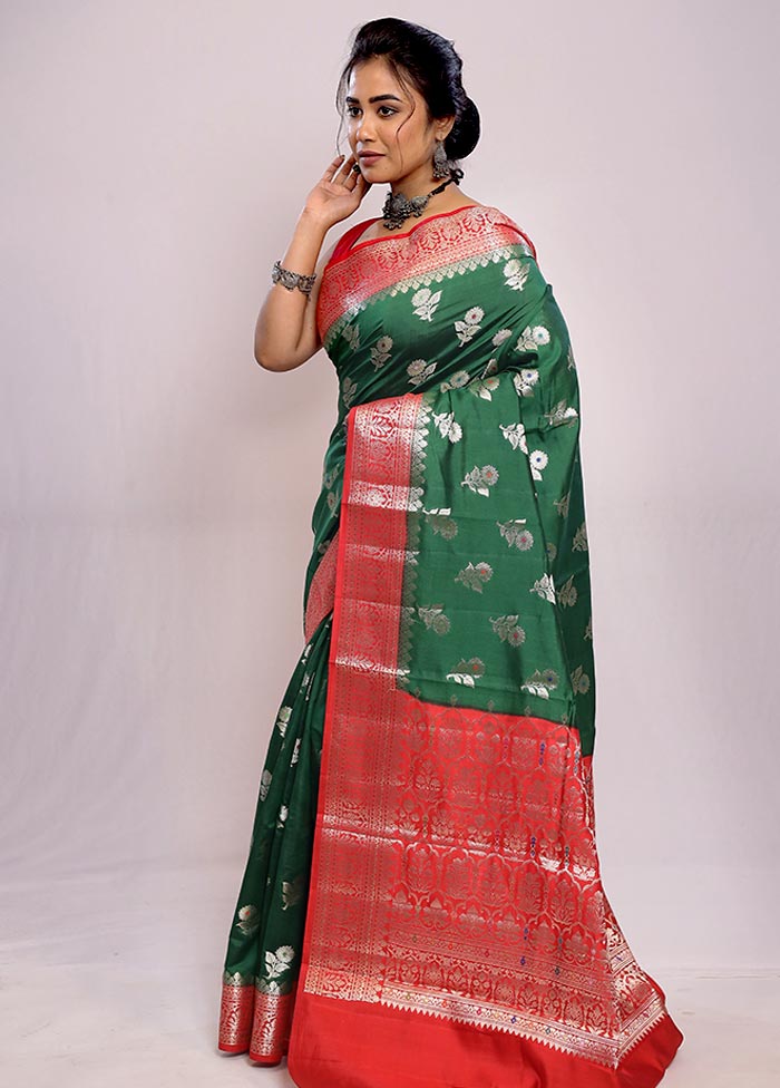 Green Katan Pure Silk Saree With Blouse Piece - Indian Silk House Agencies