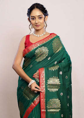 Green Katan Pure Silk Saree With Blouse Piece - Indian Silk House Agencies